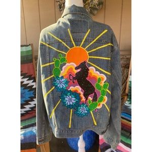 Cosmic Rider Hand-Painted Vintage Denim Jacket